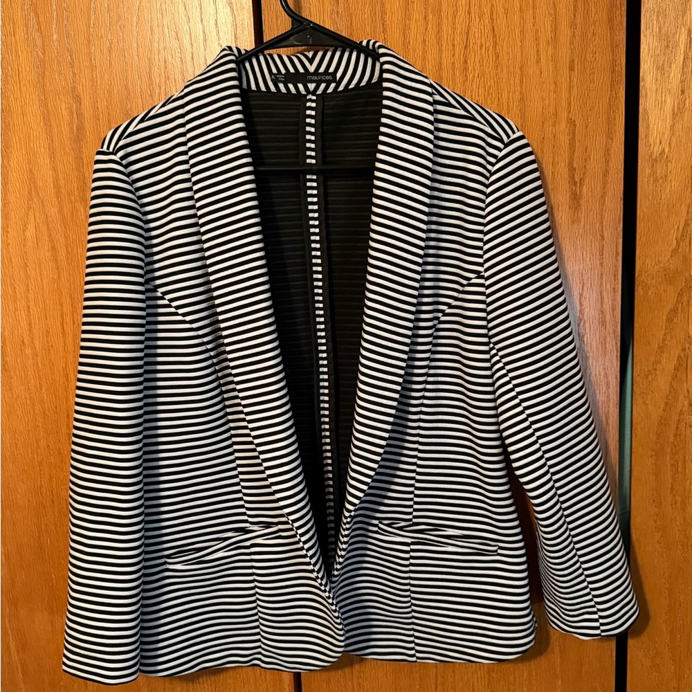 Striped Black and White Women's Blazer